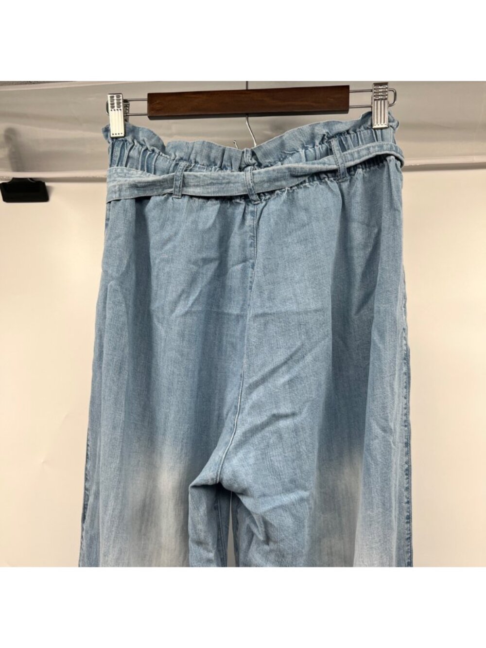 Chelsea & Theodore Lightweight Paperbag Pants Blue Wide Leg Small Belted - Picture 4 of 8